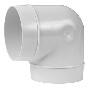 D125mm - 90° Ilmanvaihtokanavan käyrä muovinen